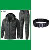 Mens Outdoor Hiking Suit With Raglan Sleeves Detachable Hood Large Pockets Zippered Leg Camo Workwear