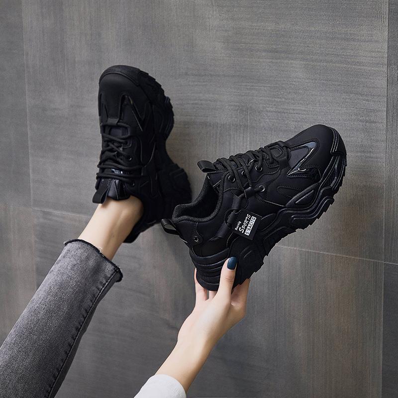 Acquista Scarpe da donna con plateau nere, scarpe casual con lacci