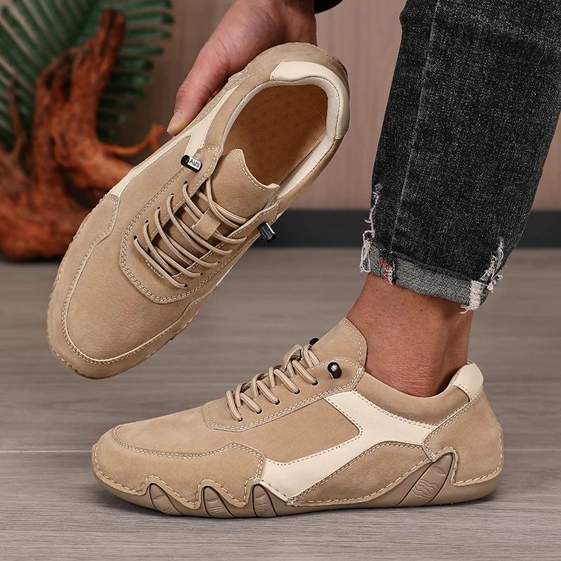 Handmade Leather Casual Men Shoes Breathable Comfortable Soft Sole Luxury Fashion Men's sneakers Tennis Outdoor Driving loafer