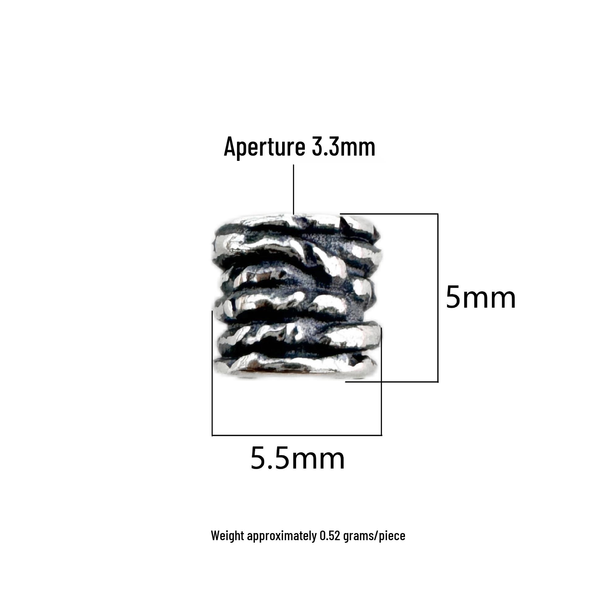 Tibetan Silver S925 Sterling Round Bead Spacer Bracelet DIY Jewelry Barrel Loose Beads S925 Sterling Silver