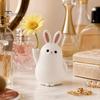 Home Office Decor Vase 3D Printed Rabbit Ornament, White Bunny Flower Holder Hydroponic Plants Container, Animal Shape Desktop Decoration for Matte