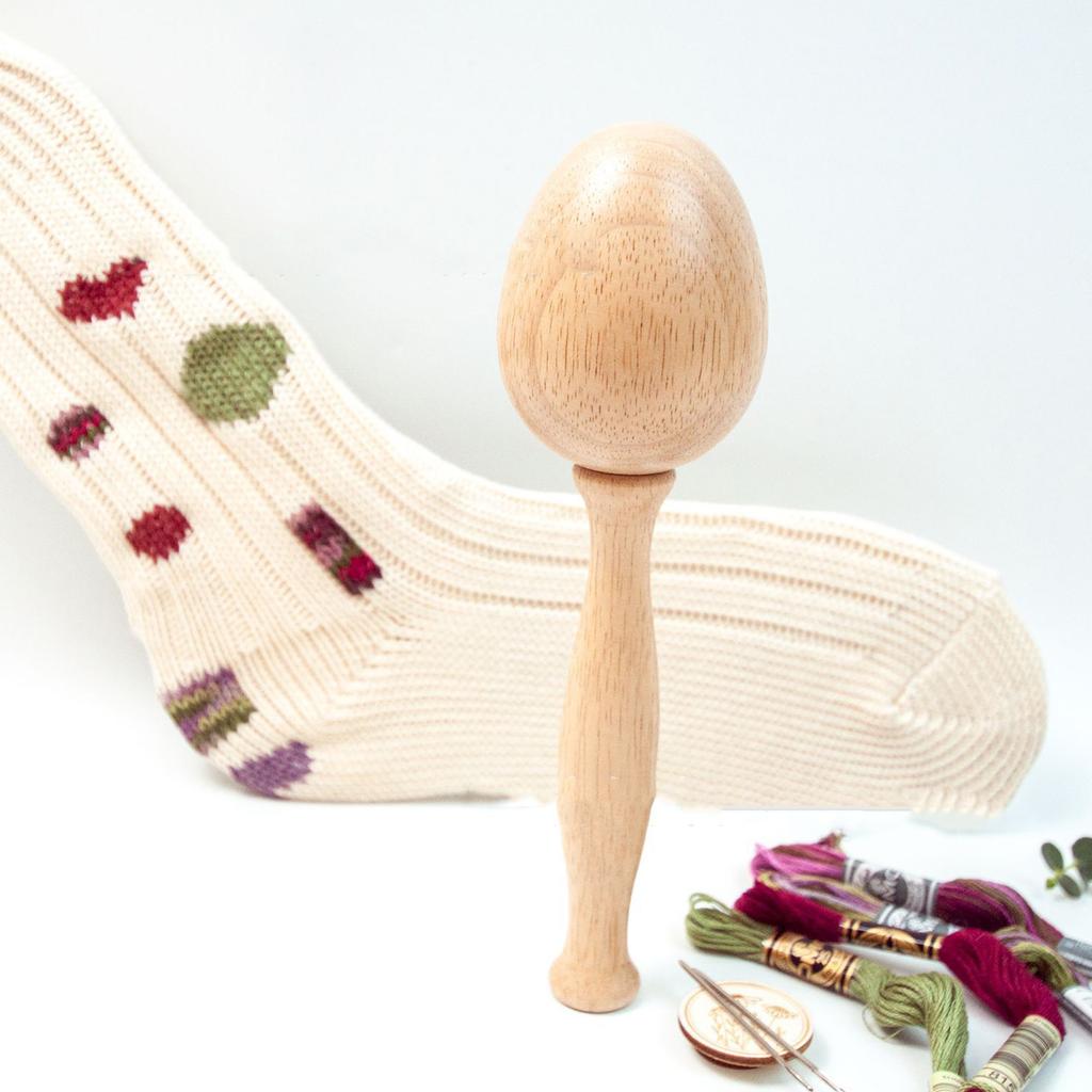 Darning Eggs 2-Piece Construction Egg with Handle Stitching Darning Socks Home Sewing Tool Kits Wood Mending Device
