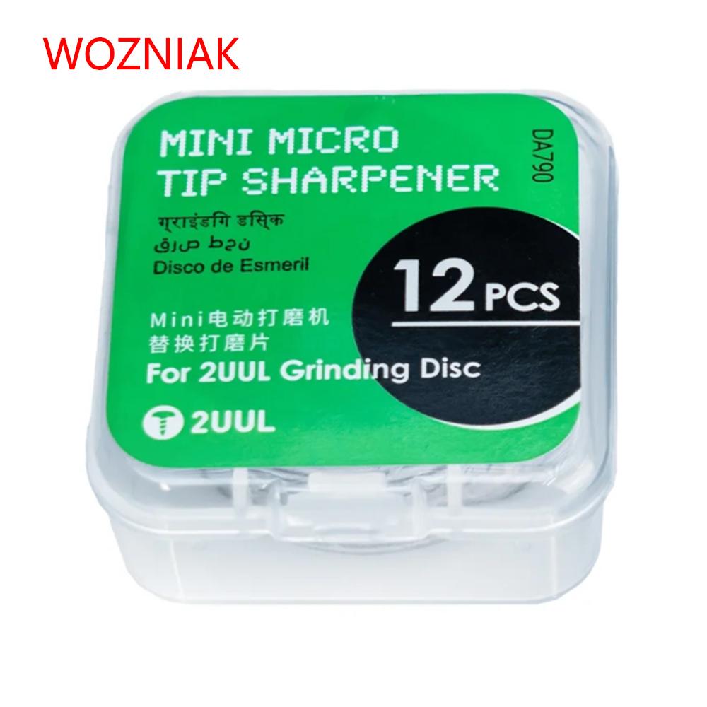 2UUL DA790 Mini Micro Tip Sharpener Grinding Disc 12PCS Box Soldering Iron Tip Polishing Pad Repair Tool Accessories FOR DA79