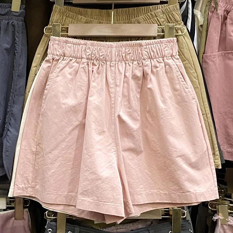 

Women s Vintage Pink Elastic Waist Pocket Loose Fit Shorts M розовый