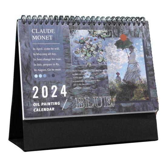

Настольный календарь на 2024 год, картина маслом, узор, перевернутый дизайн, легко читаемый, эффективный планировщик расписания, украшение для настольного календаря A