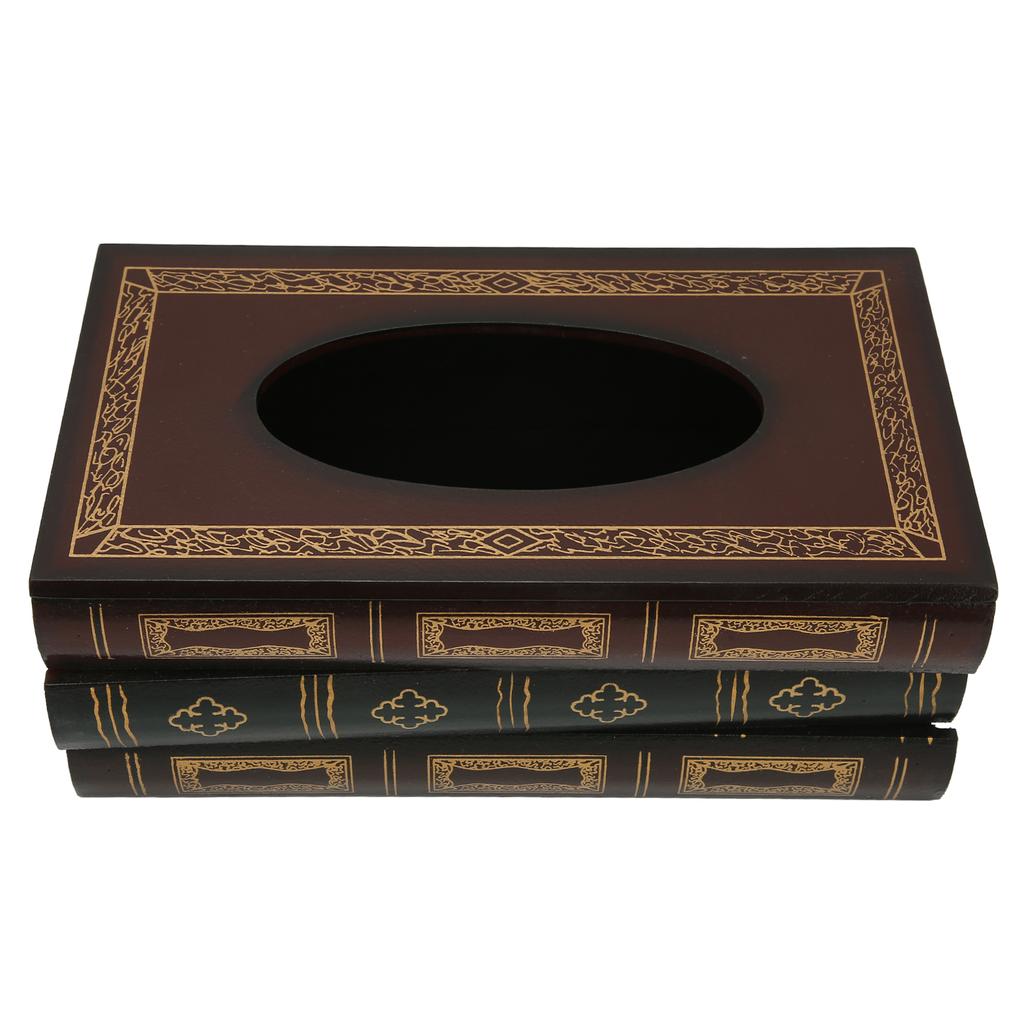 Book Shaped Wooden Tissue Box Decorative Vintage Napkin Storage Box for Massage Shop Red