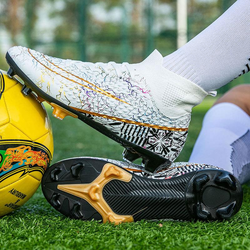

Футбольные бутсы для взрослых с высоким верхом, мужские и женские, детские, шипы AG, сломанные, TF, студенческие, тренировочные, соревнования, спортивная обувь для травы 35