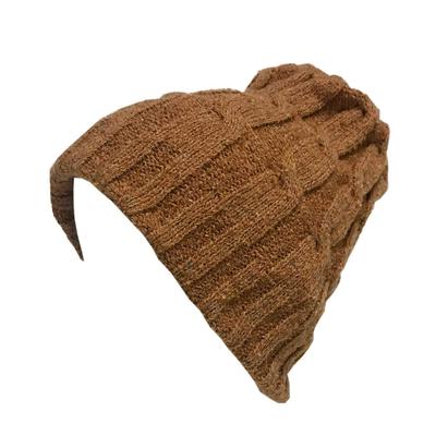 TERAICHI Knit Hat and Neck Twisted Cable Knit Cold Weather Knit Cap 2-Way Warmer, Hat, Unisex, Stretch, Reversible, (Camel)