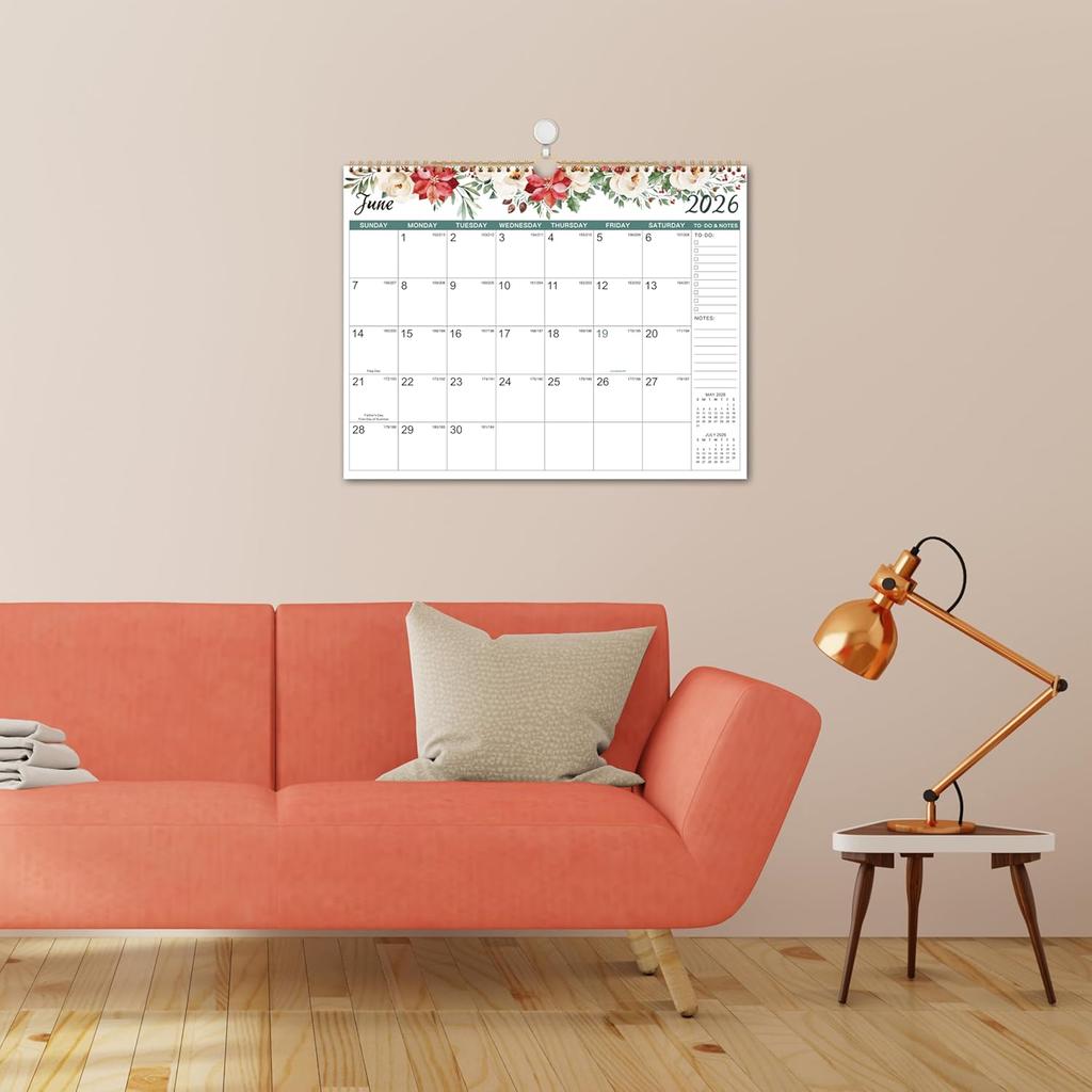 2026 Calendar - Wall Calendar 2026, Jan. 2026 - Dec. 2026, 2026 Wall Calendar 12 Month, 14.6" X 11.5", Twin-Wire Binding, Julian Date