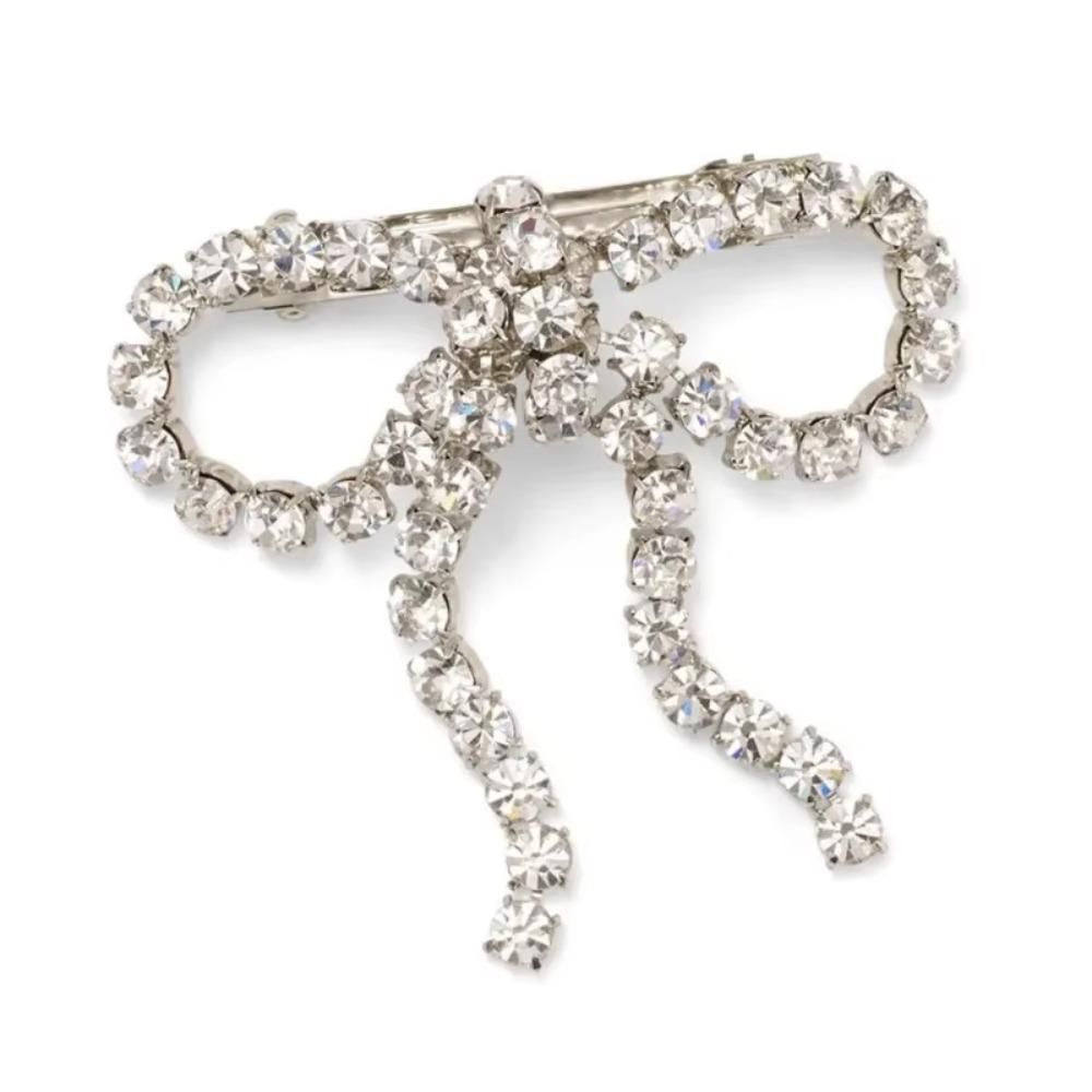 Glänzender Pferdeschwanz Haarclip Elegante Quaste Federclip Strass Schleife Haarnadeln Haaraccessoires