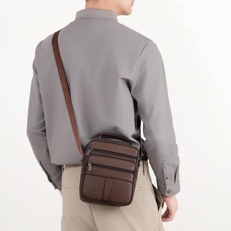 Vintage Leder Umhängetasche für Herren – Klassische Messenger Crossbody Tasche für Business Casual & Reisegebrauch