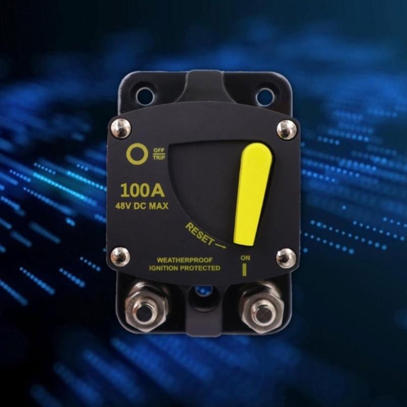 High Amperage Circuit Breaker with Manual Reset for Use in Car Motorhomes Boats Solar Installations Corrosion Resistant