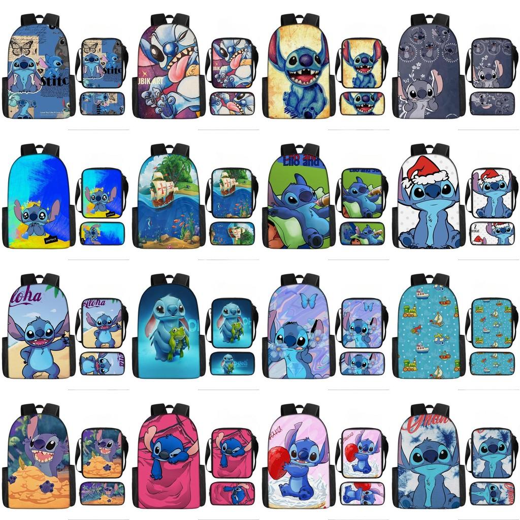 Disney Stitch School Backpack Oxford Cloth Lightweight Breathable Bookbag For Kids