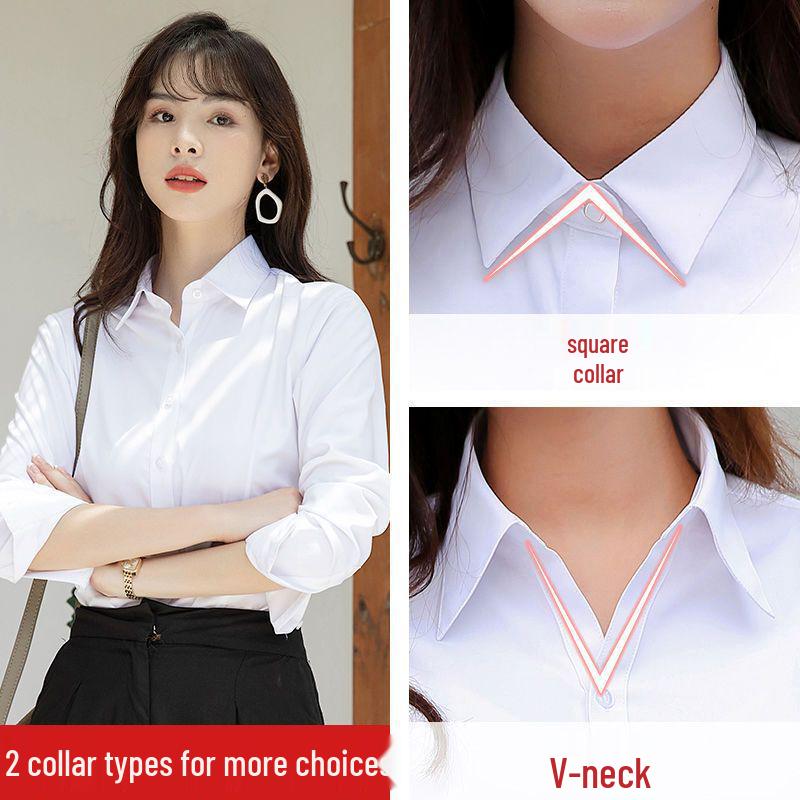 Damska Formalna Bluzka do Pracy - Opcje Długi/Krótki Rękaw w Kolorach Białym, Czarnym, Niebieskim na Wiosnę i Jesień