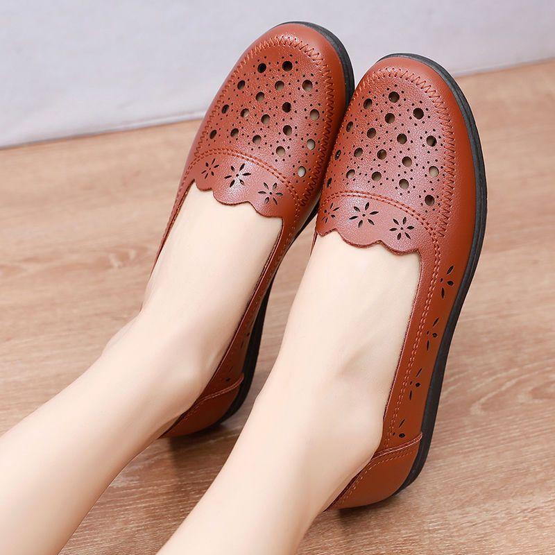 New Hollow Women's Casual Shoes Flat Bottom Lightweight Non Slip Women's Walking Shoes