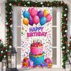 Black Gold Happy Birthday Door Banner Pink Blue Purple Shining Balloons Kid Adult Party Decoration Backdrop Photo Shoot Supplies