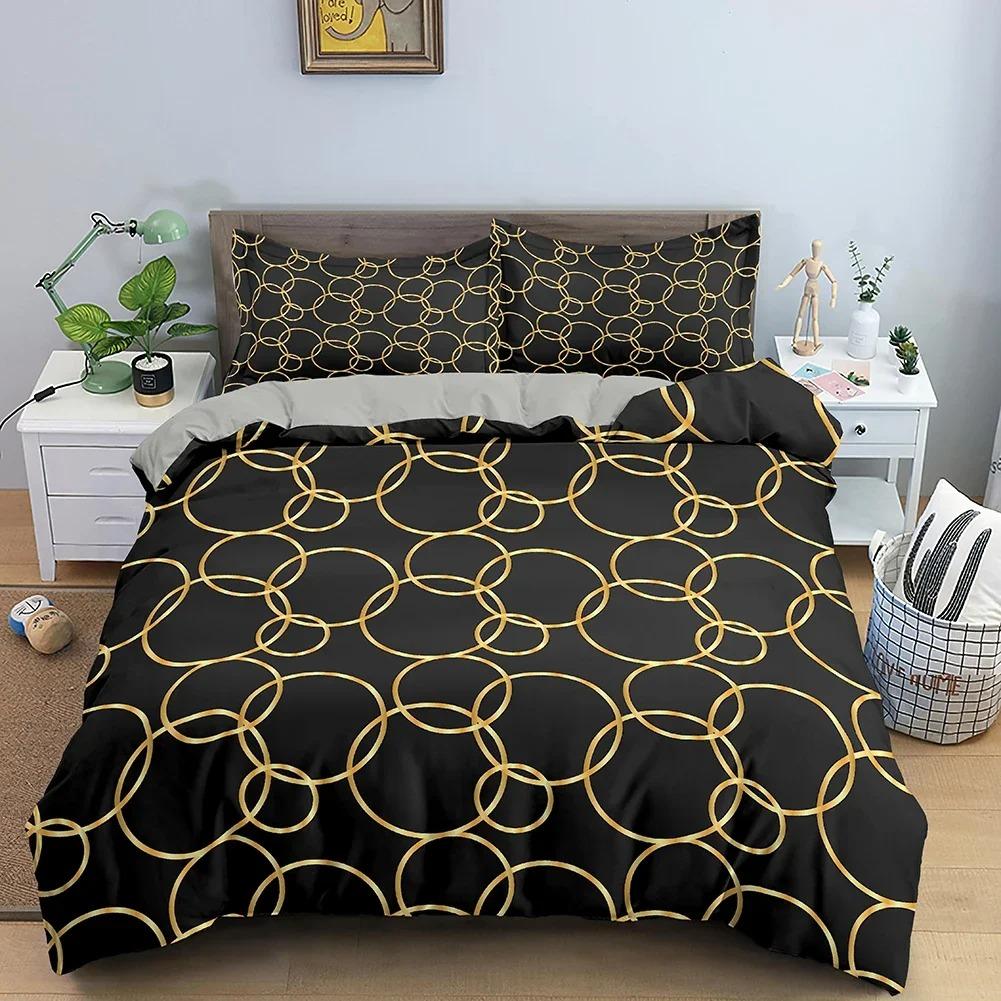 Stripe Geometric Bedding Set Breathable Duvet Cover With Pillowcase Adults Fashion Queen King Size Quilt Cover Home Textiles