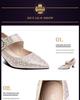 2025 Women's Chunky Heel Pointed Toe High Heels with Pearl Rhinestone Buckle