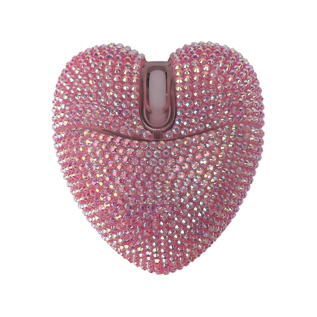 Cute Crystal Heart Shaped Bluetooth Wireless Mouse, 2.4GHz and USB Compatible, Rechargeable, Compact, Wireless, Compatible with iOS, MacBook,