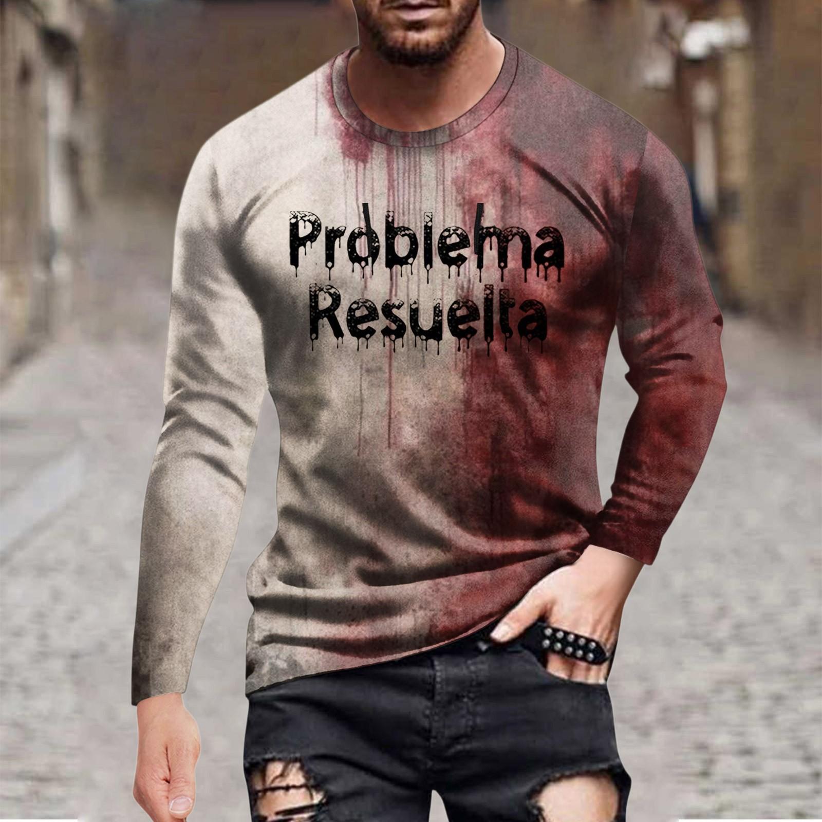 

Halloween Printed Men s Long-sleeved Top T-shirt Casual Daily Wear XL бежевий