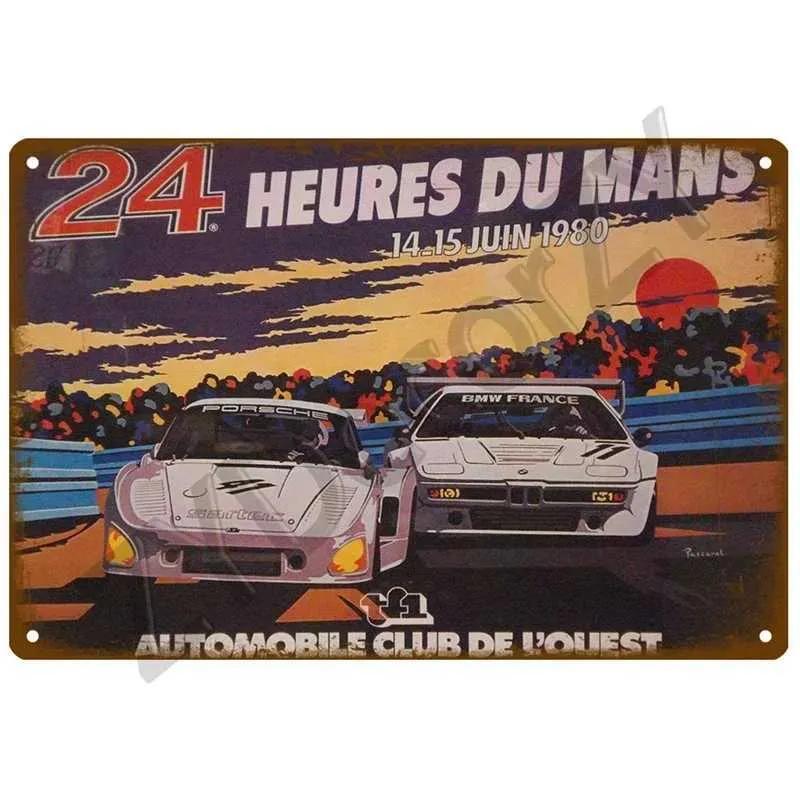 24H Lemans Racing Competition In 1999 Metal Tin Logo Decoration Retro Wall Panel Poster Ic Tinplate Plaid Garage Bar Decoration