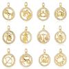 Zodiac Sign Copper Zricon Charm Round Constellation Capricorn Taurus Aries Pendant for Bracelet Necklace Making