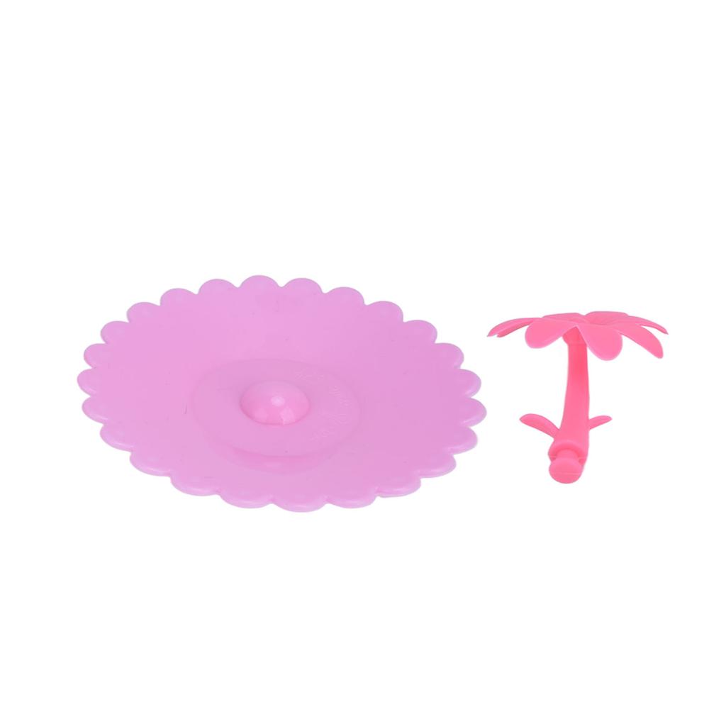 Silicone Lid Dustproof Hot and Cold Beverage Cup Cover with Flower Shape Handle for Kitchen Home