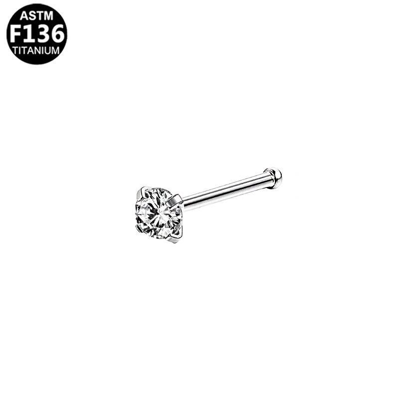 G23 Titanium Square Zirconia Nose Stud Jewelry
