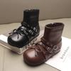 Children's Fashion Soft Bottom Ankle Boots Girls Bow Leather Boots