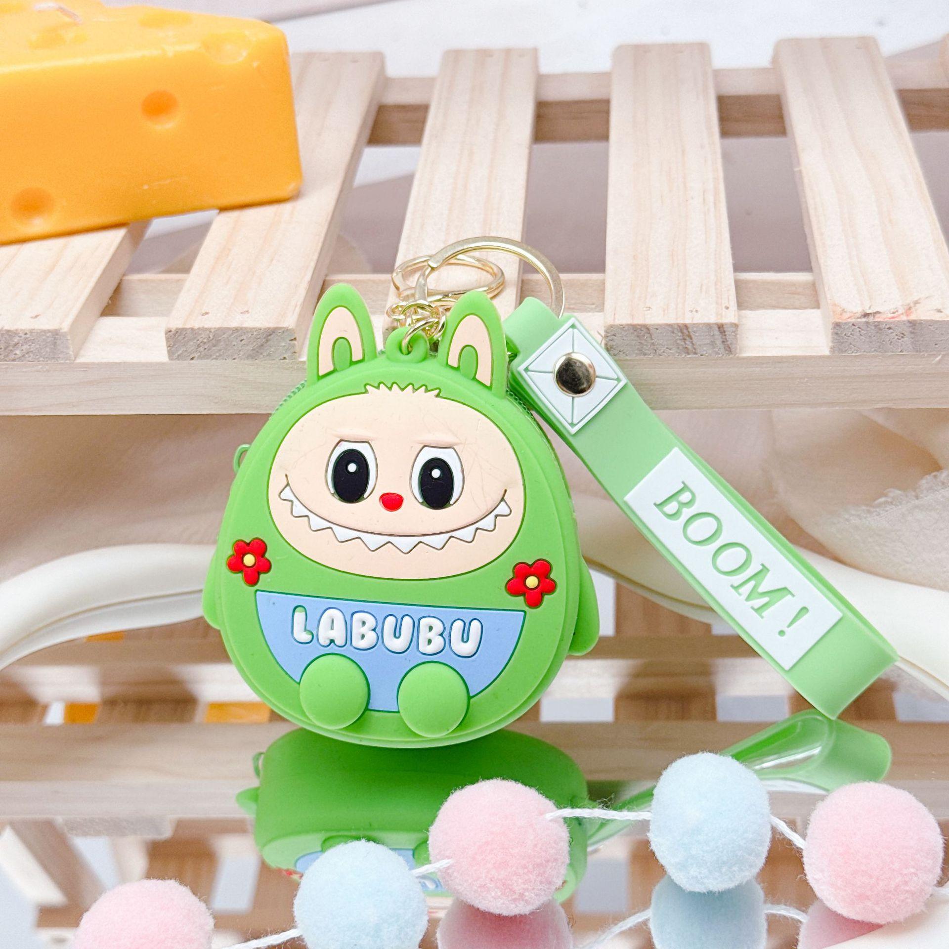 

Брелок-игрушка Лабубу, силиконовая кукла, милый мультяшный кошелек для монет зелёный
