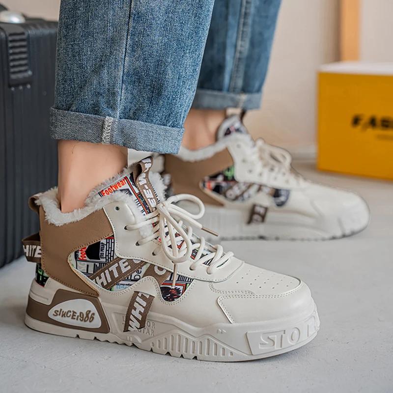 Männer stiefel 2024 Neue Winter Hausschuhe Warme Männer Schuhe Wasserdicht Rutschfeste Plüsch Turnschuhe Männlichen tenis schuhe Stiefel Männer turnschuhe Winter