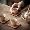 Hand Sewn Tea Cup Heat Insulation Pad Tie Dye Grass Wood Mat for Zen Theme Tea Ceremony Dining Table