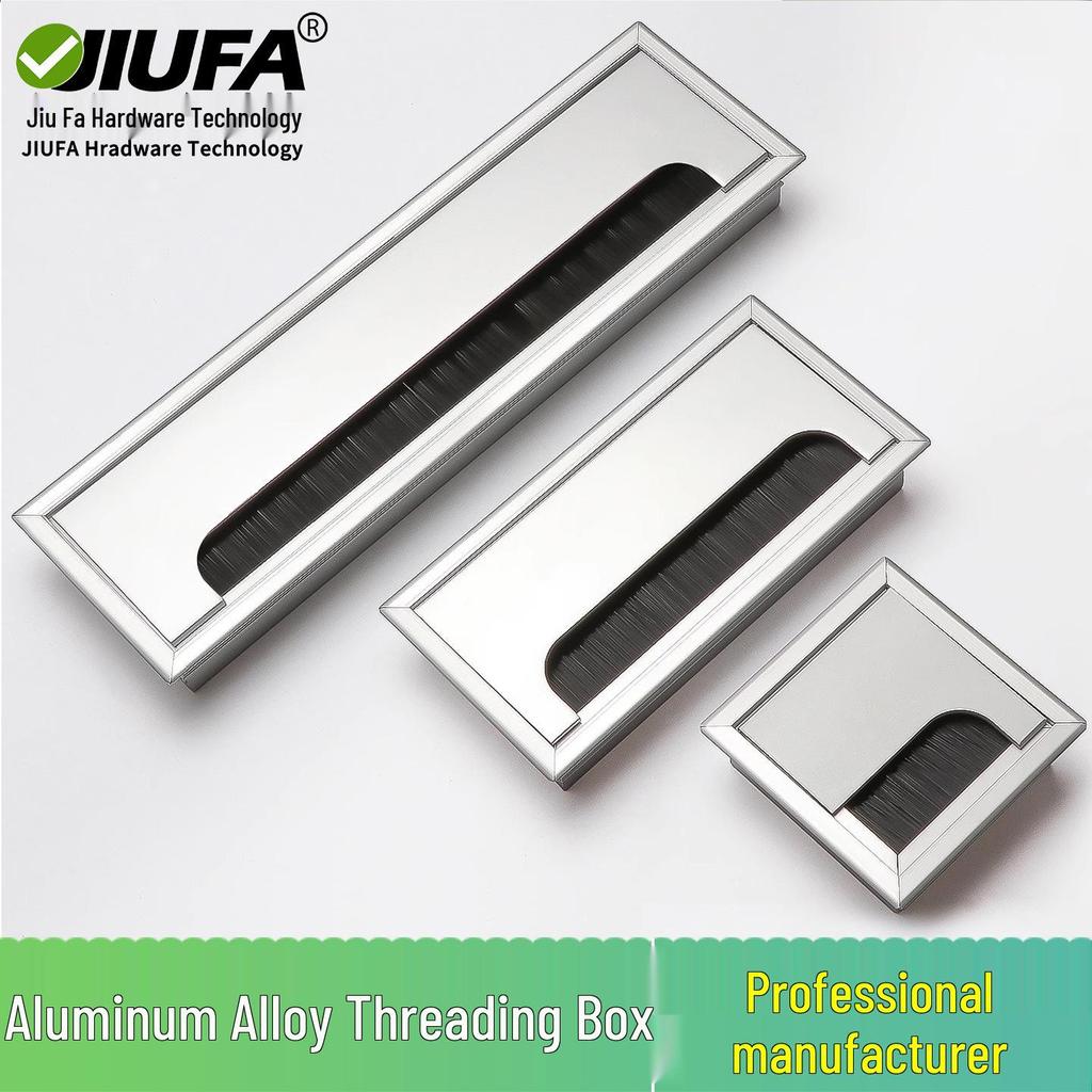 Aluminum Alloy Cable Entry Box with Brush Strip - Desktop Wire Management Cover