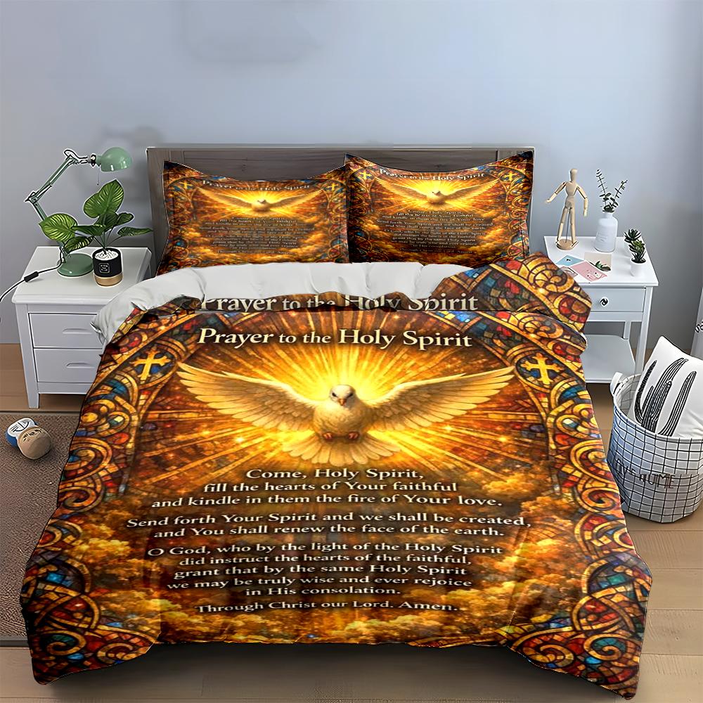 Holy Spirit Prayer Bedding Set Decor Bedding Set (1 Duvet Cover, 2 Pillowcases, Duvet Not Included)