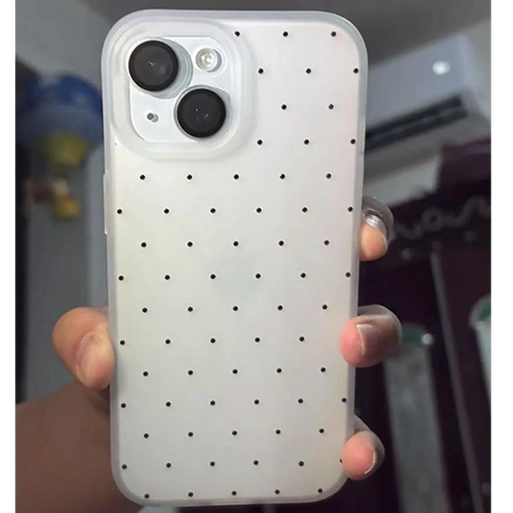 

Черный матовый полупрозрачный чехол с белым горошком для iPhone 17 16E 16 15 14 Plus 13 12 11 Air Plus Pro X XR Max iPhone 11 ProMax