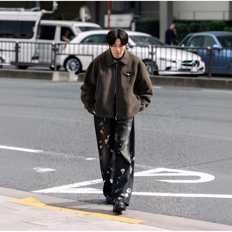 Unisex Winter Suede Fleece-Lined Cotton Puffer Jacket Oversized Fit Warm Casual Coat Men Women