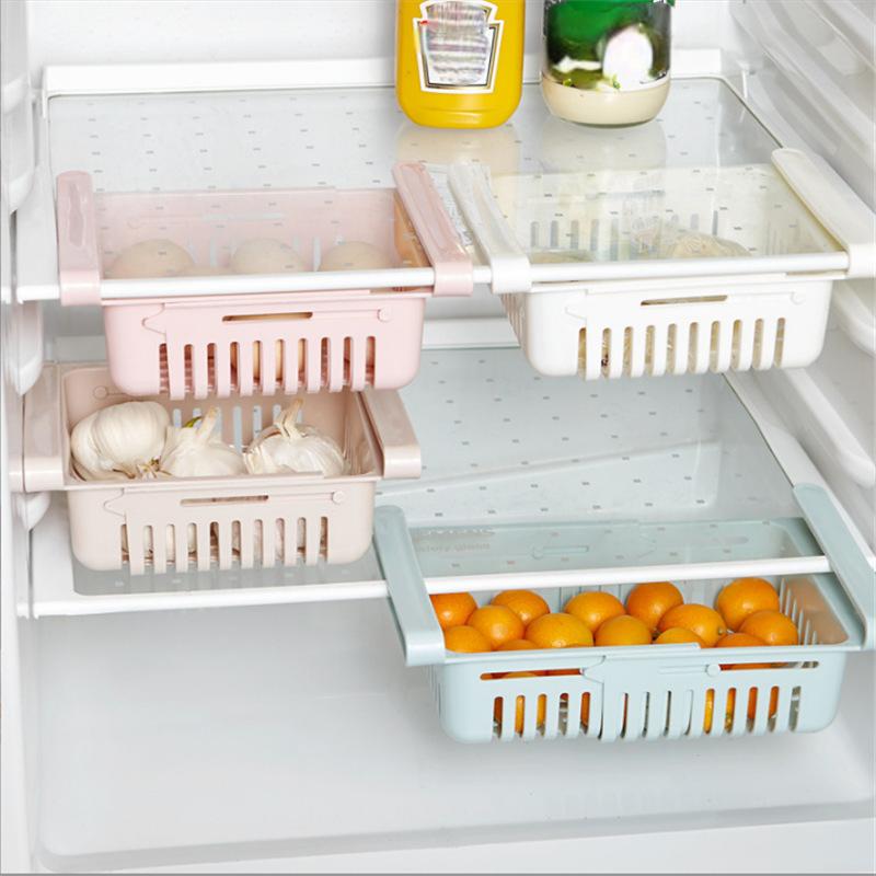 1Pc Refrigerator Storage Basket Flexible Expandable Fridge Organizer Drawer Storage Rack Storage Fresh Box Freezer Box Storage