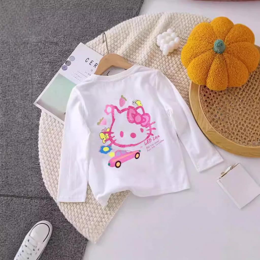 Girls Cotton Long Sleeve T Shirt Spring Autumn Cartoon Print Round Neck Toddler Baby Base Layer Top