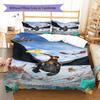 Dragon Trainning Pattern Bedding Set Quilt Cover Pillowcase Home Decor Gift (1 * Duvet Cover + 2 * Pillowcase, Without Core)