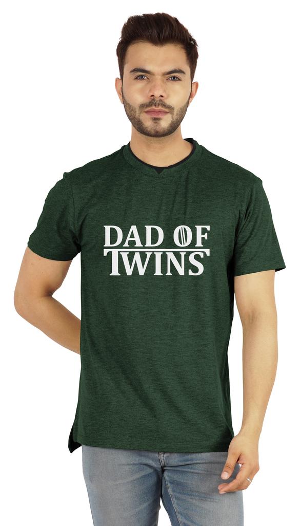 Inkmeso "Dad of Twins" Graphic Tshirt Cotton Jersey Half Sleeve Shirt for