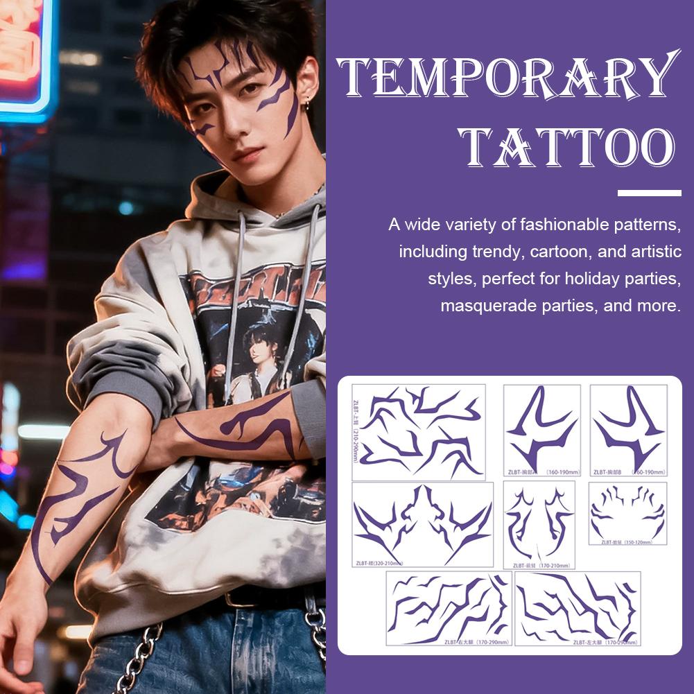 For Kpop Demon HUNTERIX Tattoo Stickers Sajaa Boys Dark Cosplay Body Tattoo Stickers Set Kid Birthday Party Gifts Cosplay Props