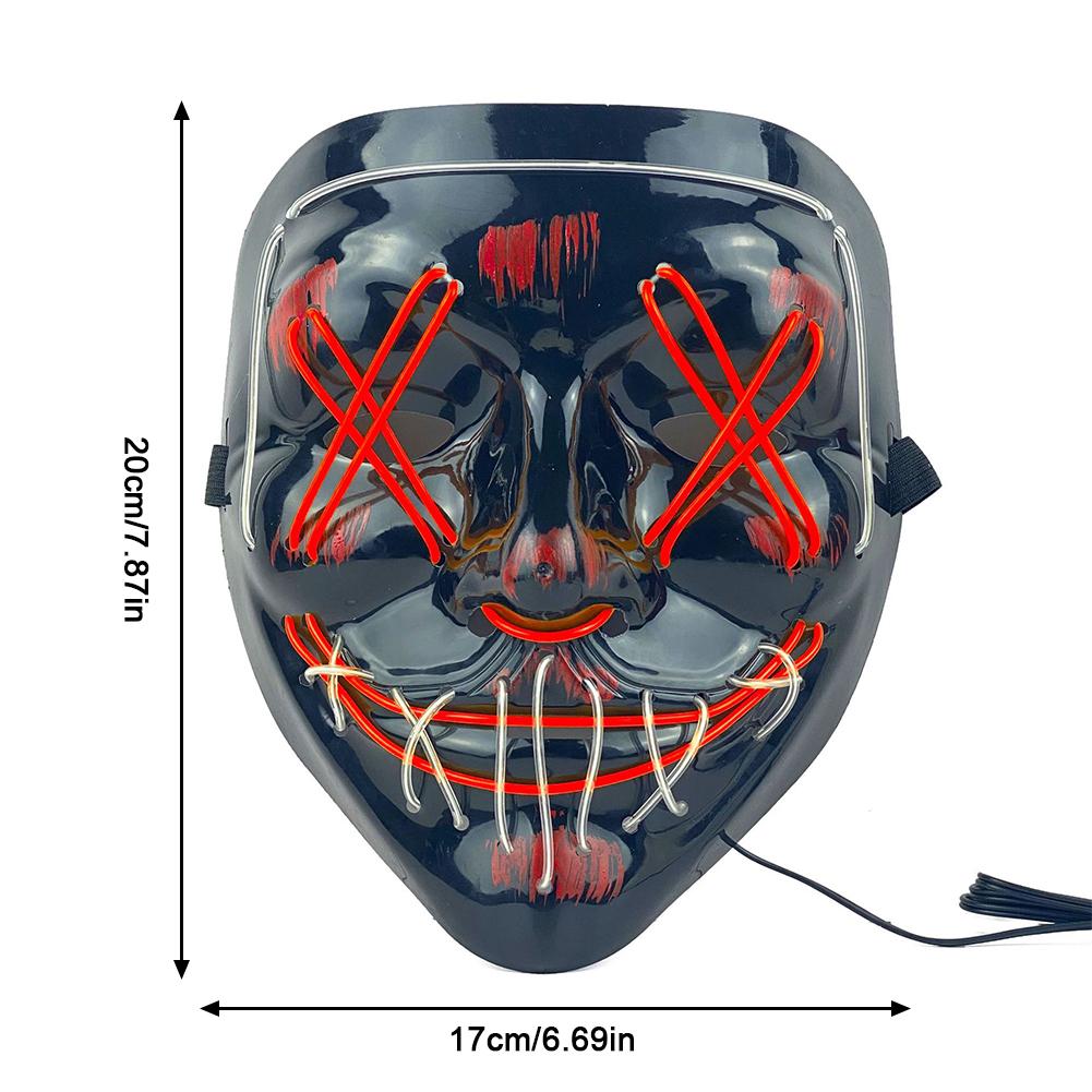 Wireless Halloween Neon LED Purge Mask Masque Masquerade Party Masks Light Grow In The Dark Horror Mask Glowing Masker