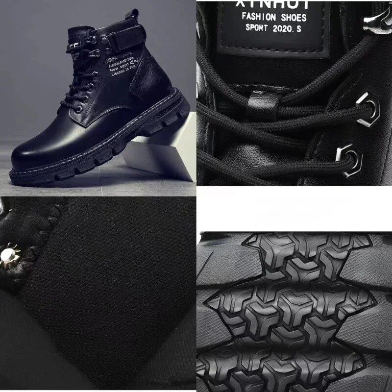 Ankle Men Motorcycle Boots Platform Boots Man Outdoor High Top Shoes for Men Working Boots  Fashion Chaussures Pour Hommes
