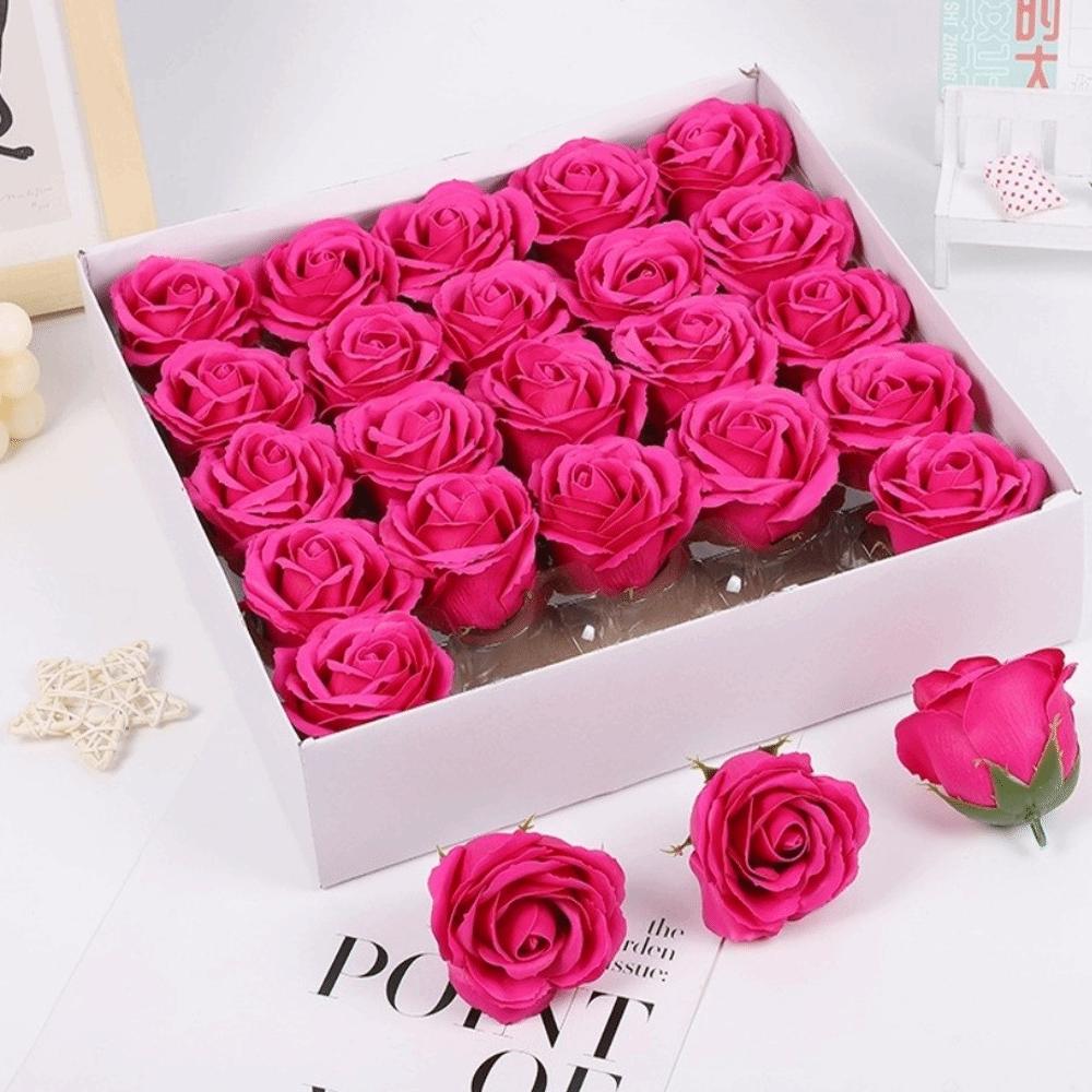 

25Pcs Realistic Floral Soap Rose Flower Wreath Making Artificial Rose Flowers Wedding Decor Rose red