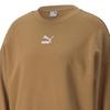 Puma Logo Print Fleece Warm Crew Neck Pullover Long Sleeve Sweatshirt Women sweatshirt Khaki 537565-74