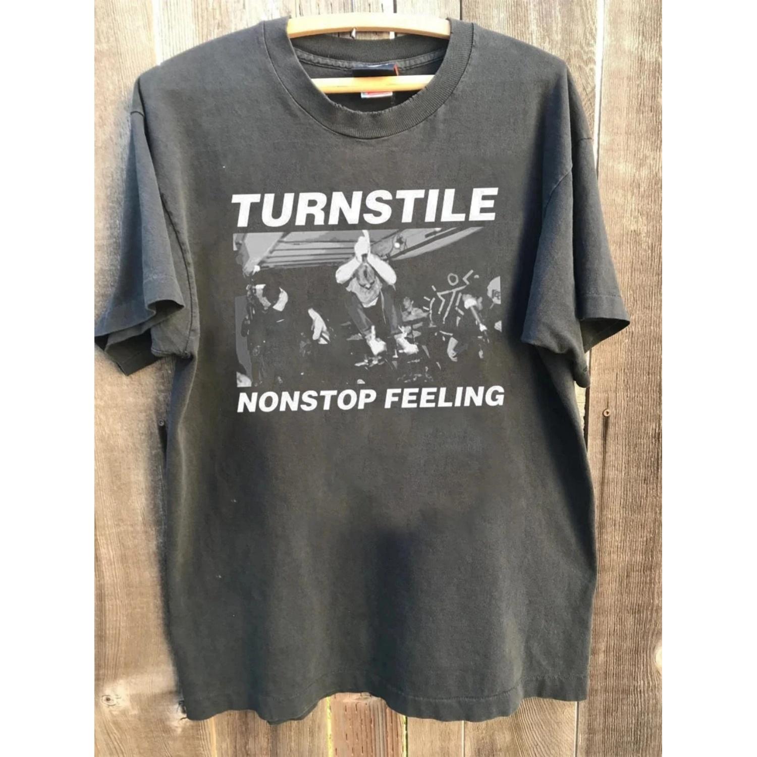

Turnstile Band s Uninterrupted Feeling T-shirt Charcoal Gray Replica T-shirt Daily Outdoor Men s and Women s Fan Printed T-shirt S чёрный