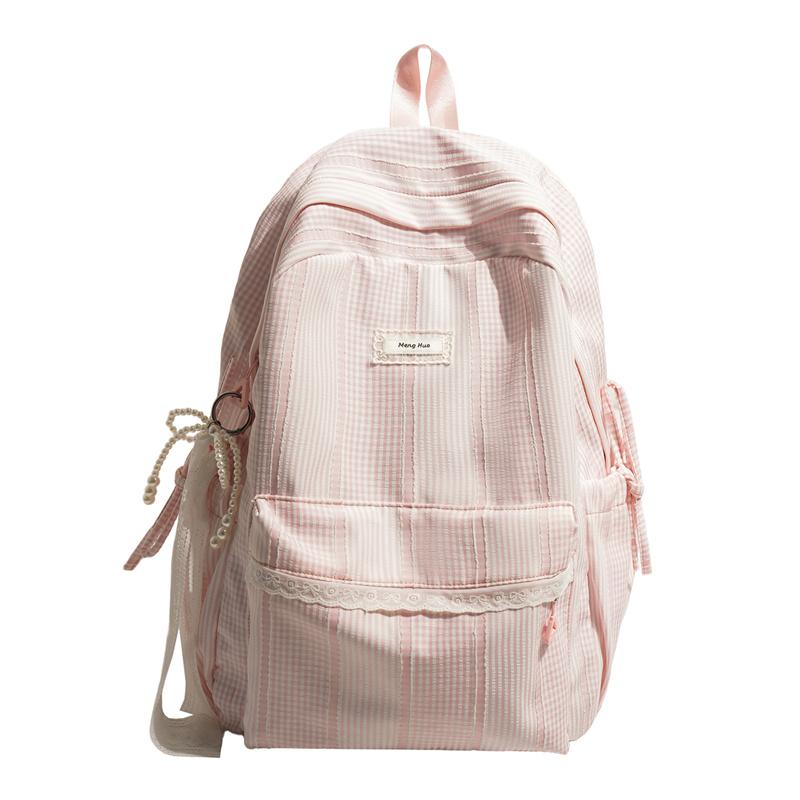 Striped Backpack, Student Schoolbag, Commuter Large-capacity Backpack