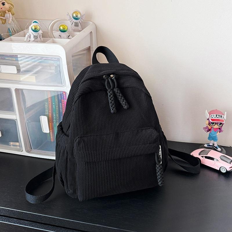 New Versatile Fashion Women Corduroy Backpacks College Women Solid Color School Backpacks Travel Shoulder Bags for Teenagers