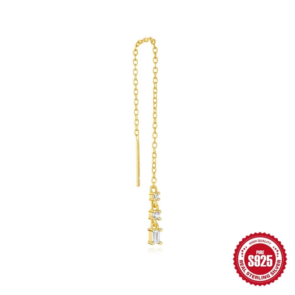 Fashion Jewelry 925 Sterling Silver Tassel Chain Earring Piercing Jewelry for Women 18K Gold Plated 925 Silver Earring