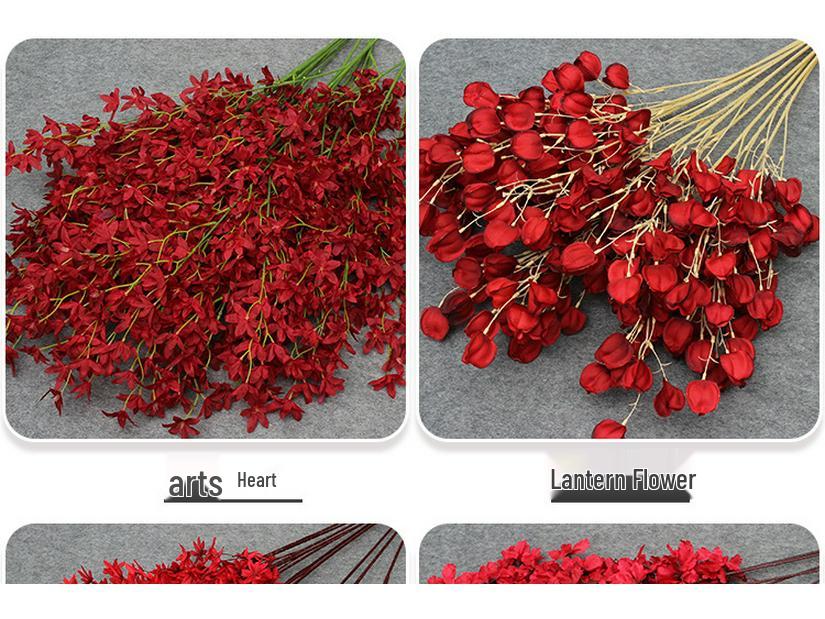 10-Piece Burgundy Floral Décor Set: Red-Toned Artificial Flowers, Mat, Aisle Runner, Wedding Decoration